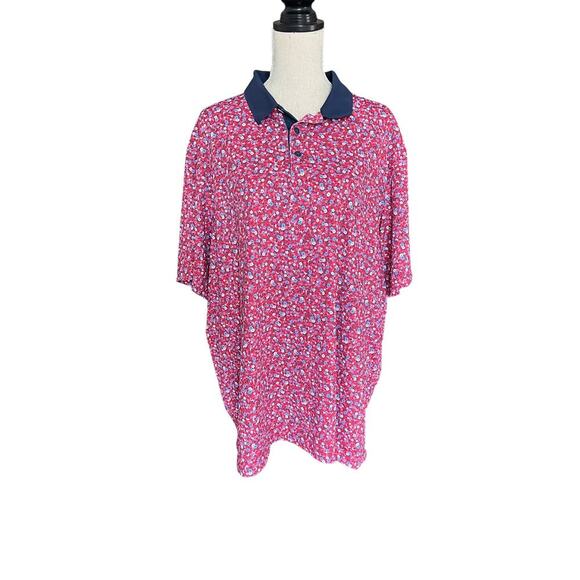 Walter Hagen Men's P11 USA Liberty Ditsy Golf Polo in Red Multi, size XXL, NWT - Picture 5 of 10